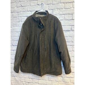 READ ST JOHNS BAY Mens Dark Gray Suede Like Bomber Jacket Full Zip Size XL